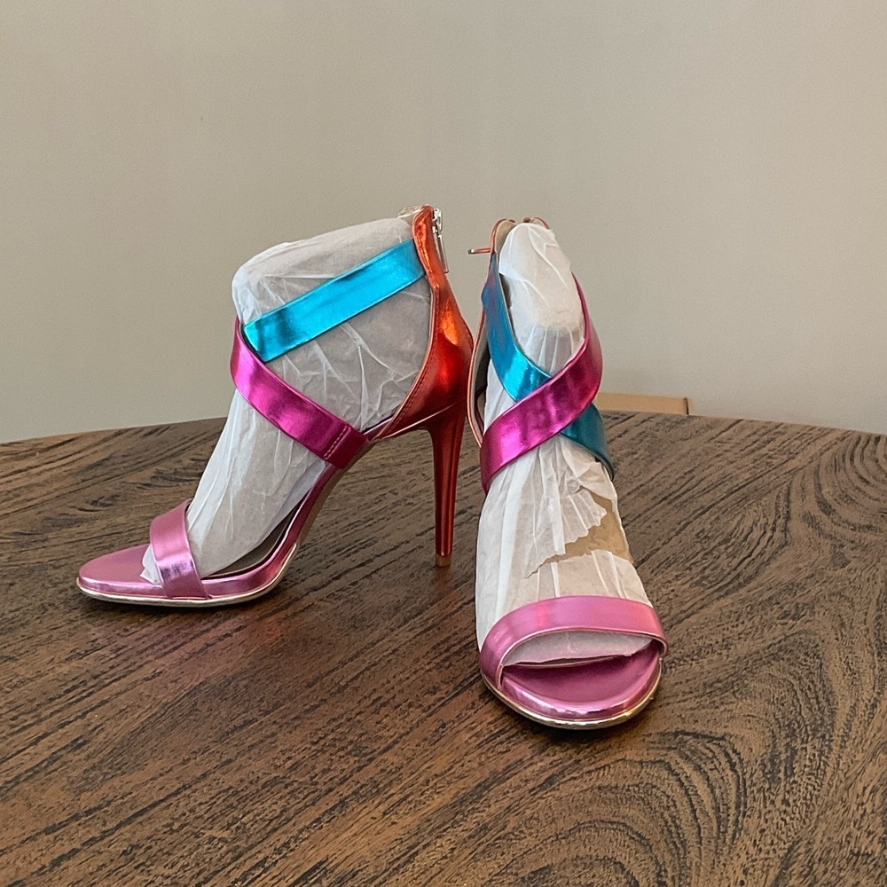 Kenneth Cole Pink and Blue Strappy Heels